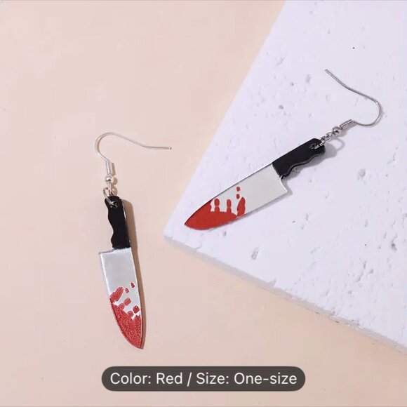 Bloody Blade Dangle Earrings | Creepy-Cute Accessory! New! - Picture 6 of 7